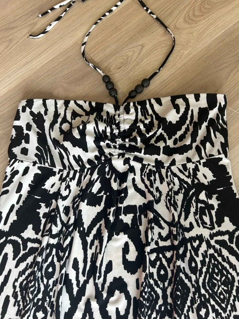 Saint Tropez West Tribal Cover Up Swim Dress Black White 8 NWOT Built In Bra